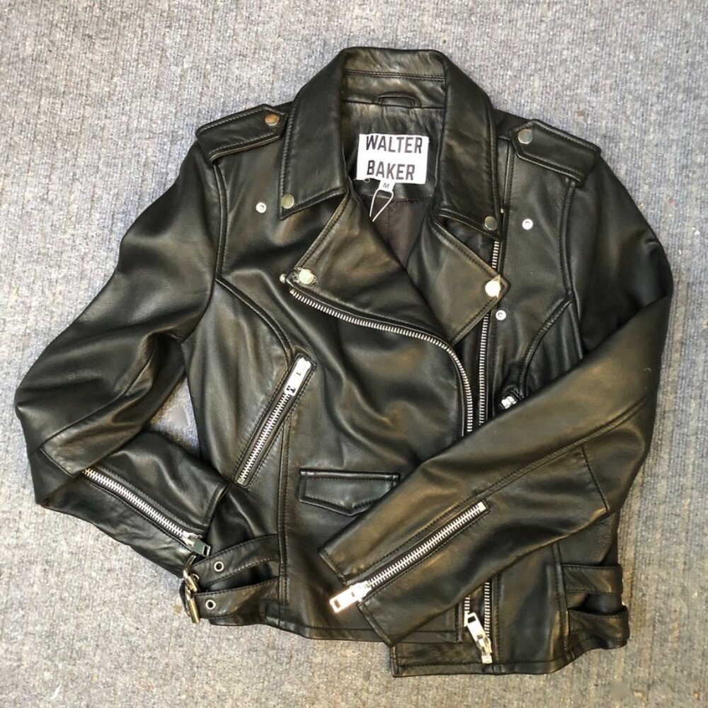 WALTER BAKER Lamb Leather Motorcycle Jacket - Medium